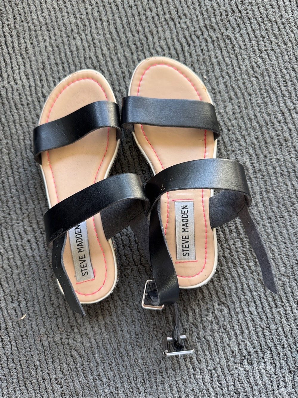 Steve Madden Black Strappy Kids Sandals with Neutral Insole